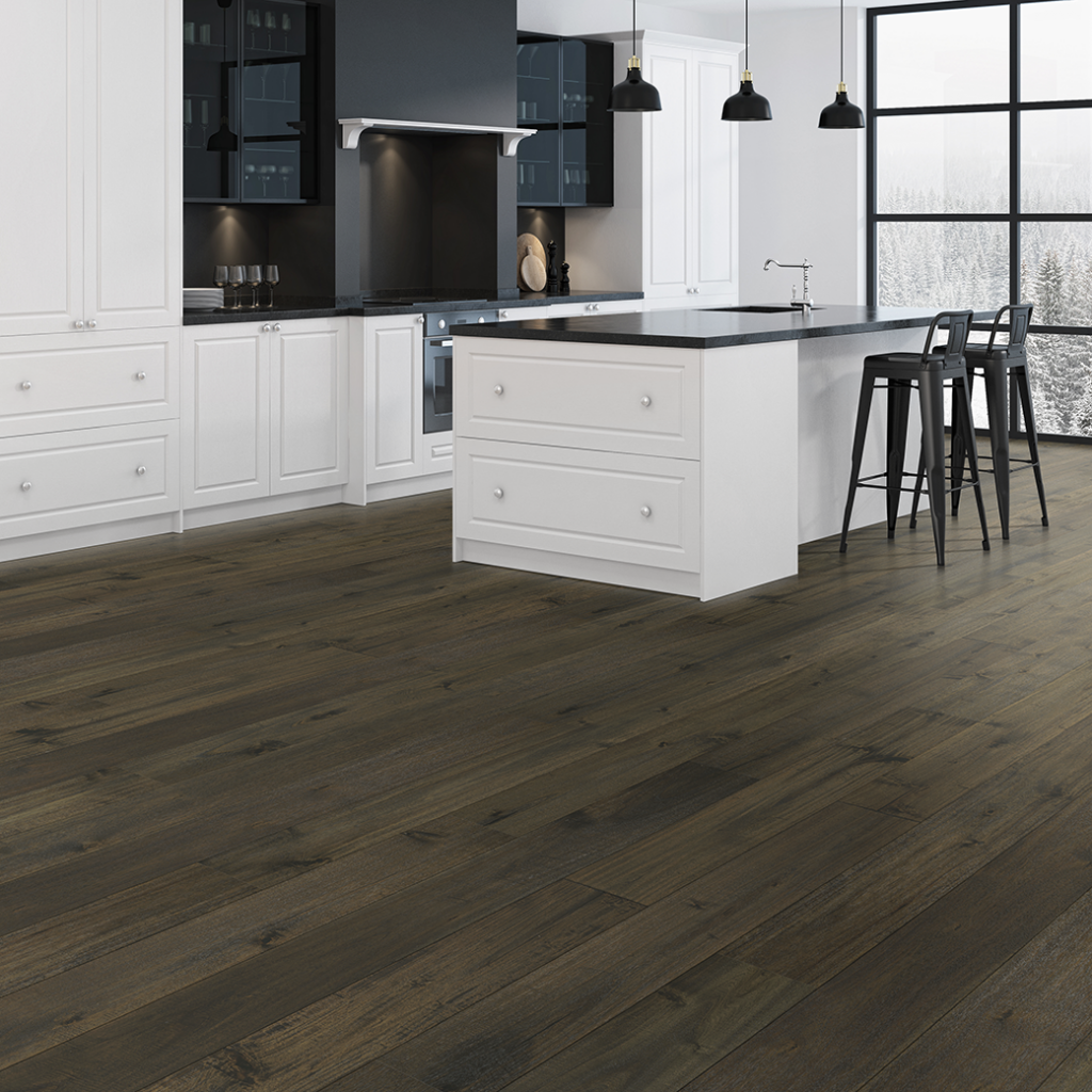 One Kitchen Six Diffe Hardwood, White Kitchen With Grey Hardwood Floors