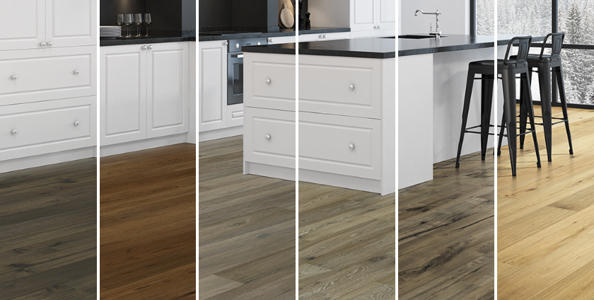 One Kitchen Six Diffe Hardwood, Popular Engineered Hardwood Floor Colors